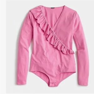 NWOT!  J Crew pink ruffle body suit